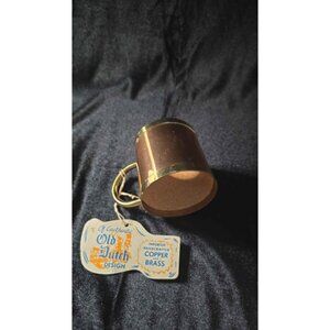 Vintage Old Dutch Copper & Brass Mug Holder with Cork Liner